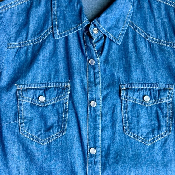 Iris Los Angeles Denim Button Down Long Sleeve Shirt Size S - Picture 3 of 9